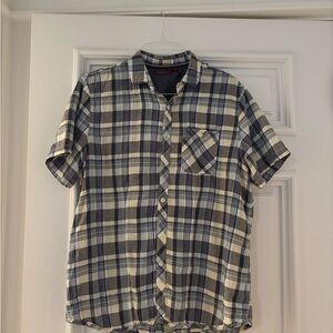 Men's Casual Plaid Button-Down Shirt - Black and Cream